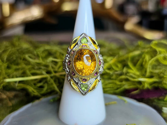 Luxury Citrine, Ruby, and Peridot Ring