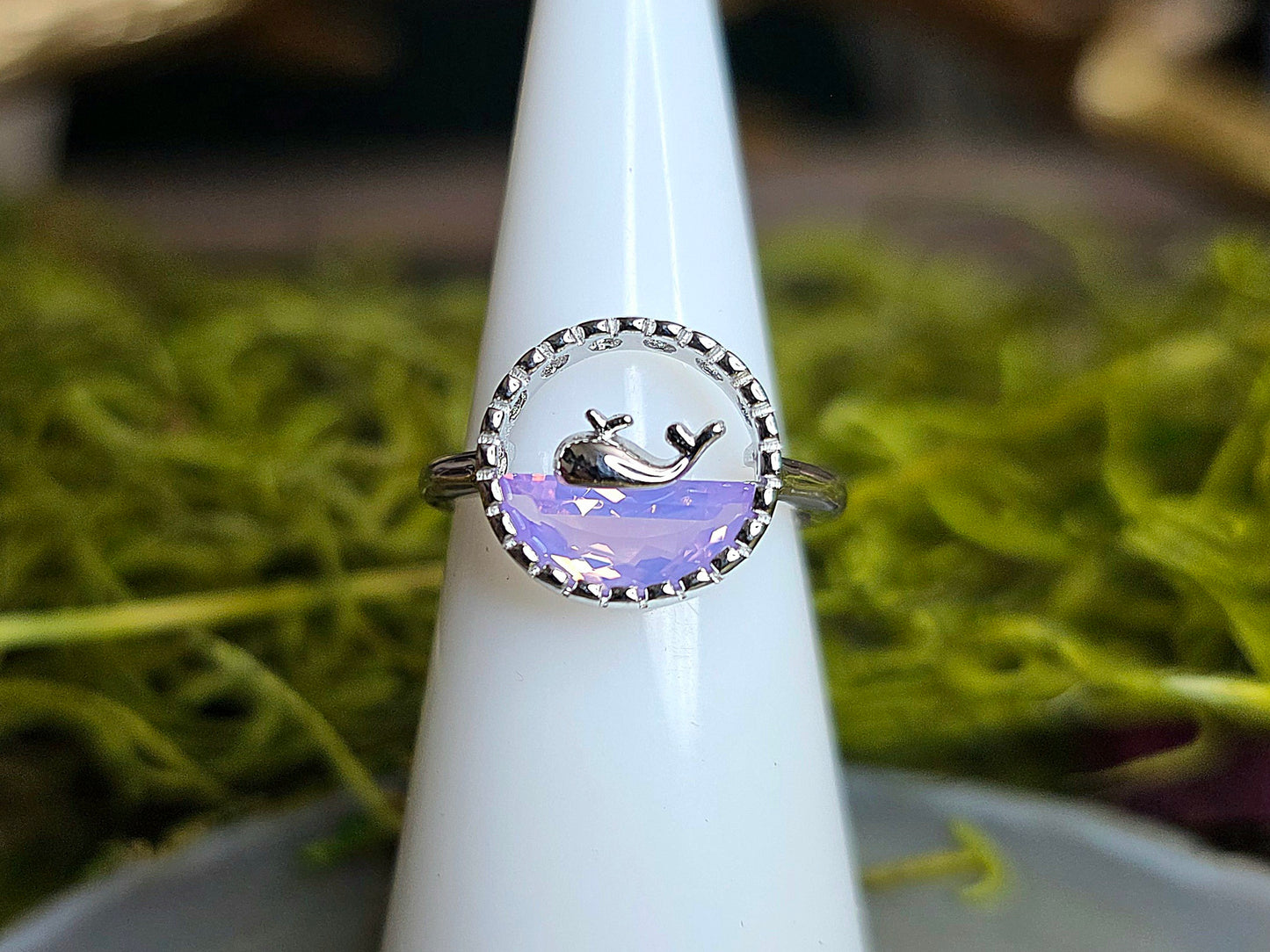 Lavender Moon Quartz Whale Ring
