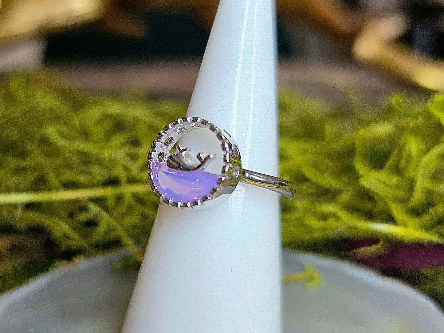 Lavender Moon Quartz Whale Ring