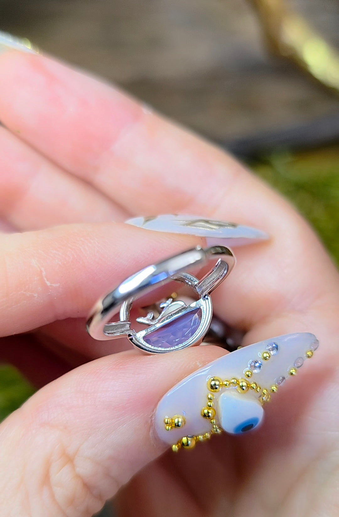 Lavender Moon Quartz Whale Ring