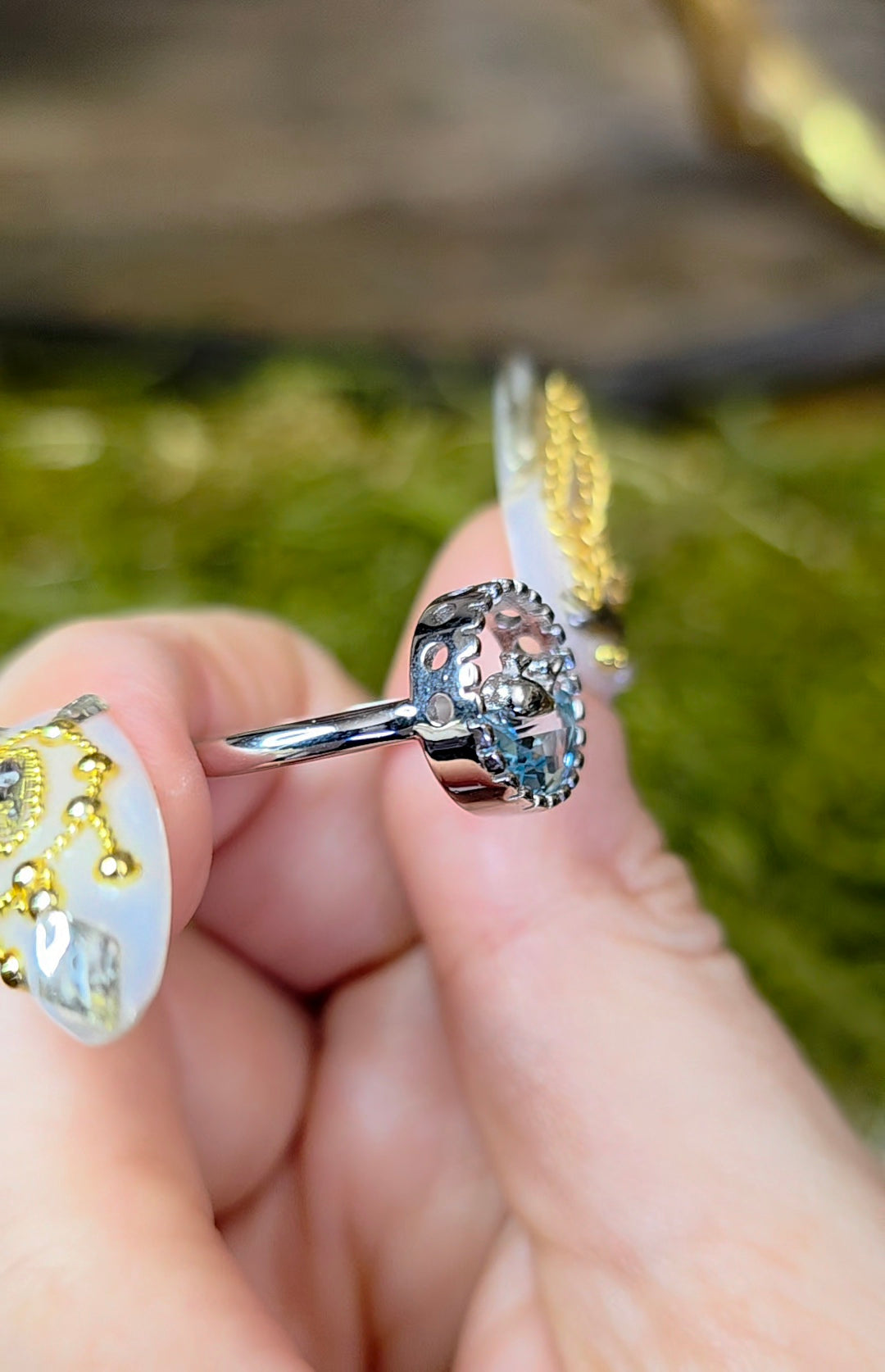 Blue Topaz Whale Ring