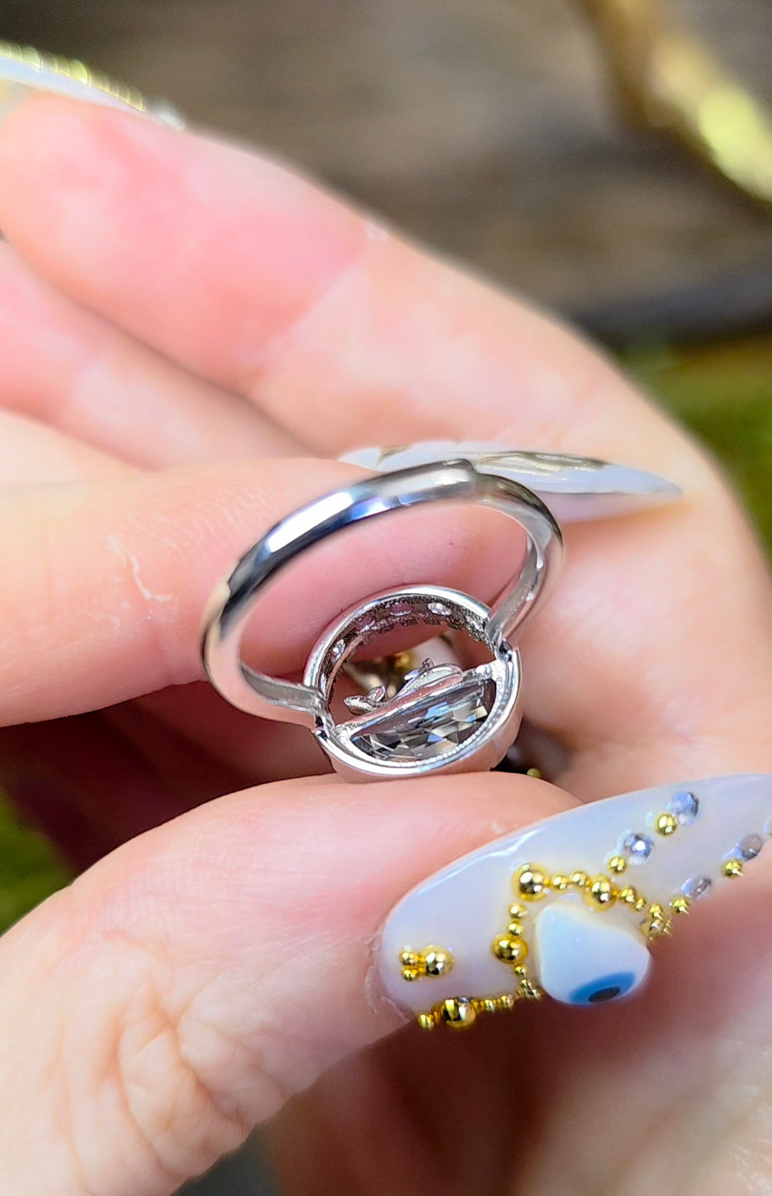 Blue Topaz Whale Ring