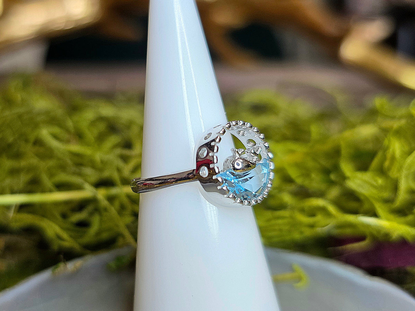 Blue Topaz Whale Ring