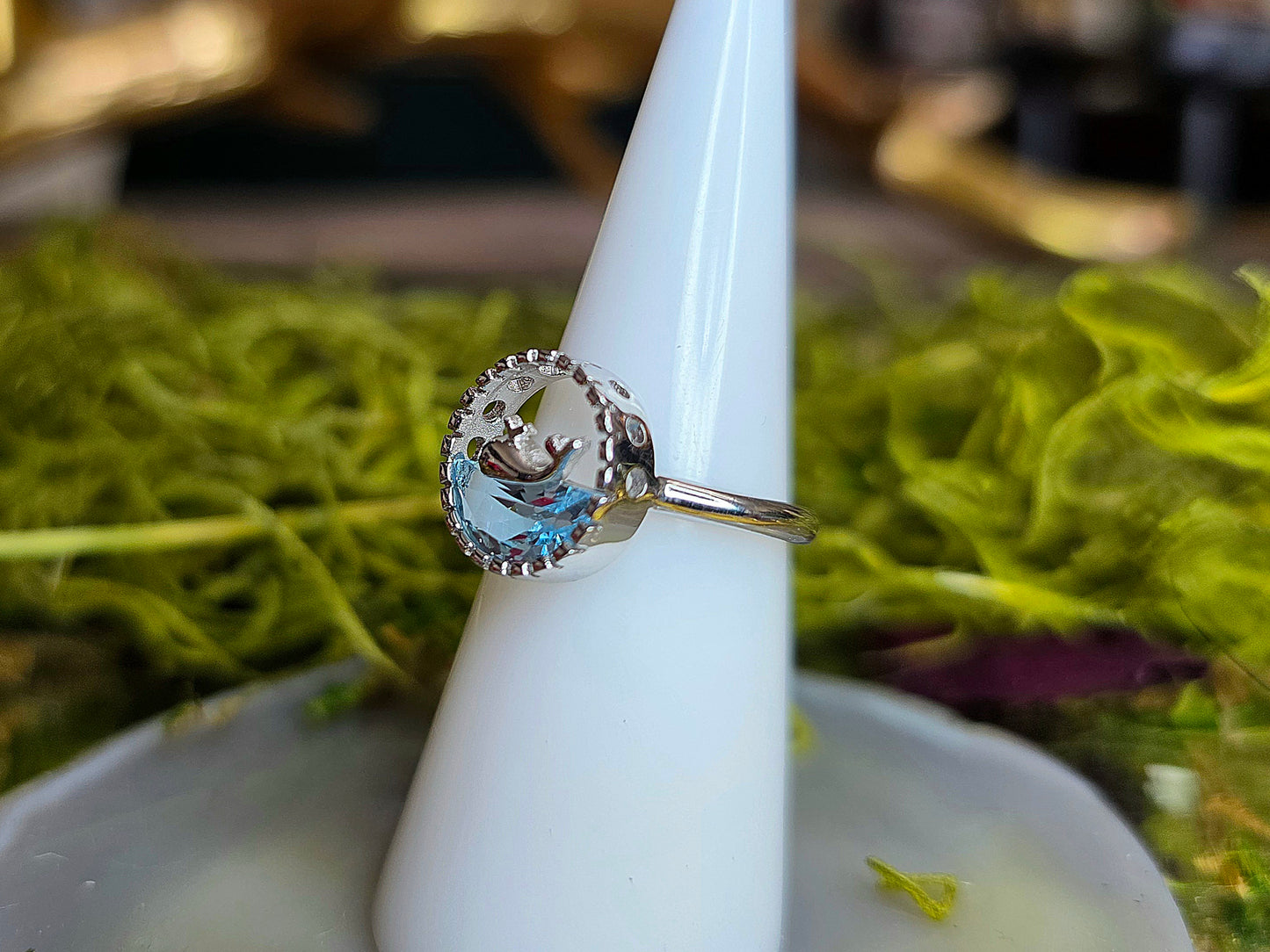 Blue Topaz Whale Ring