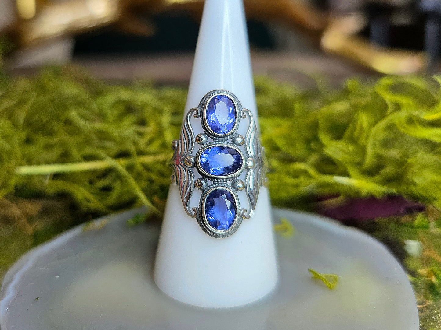 Triple Blue Fluorite Ring