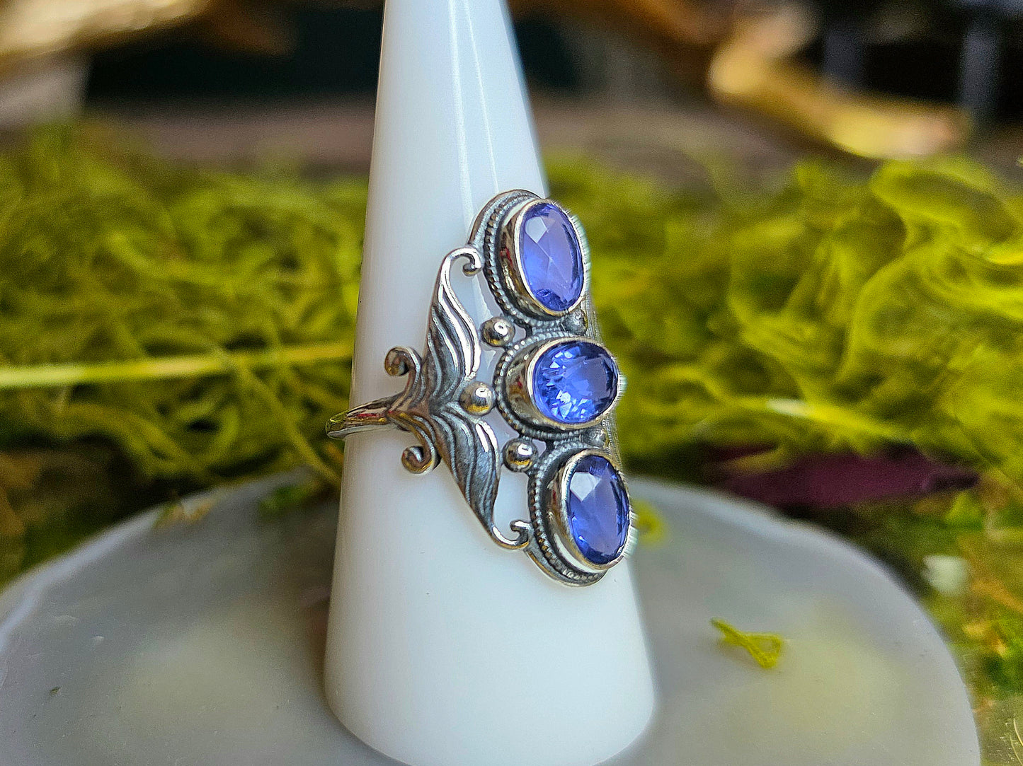 Triple Blue Fluorite Ring