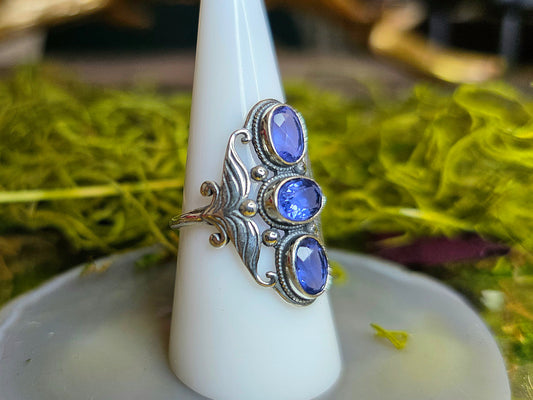 Triple Blue Fluorite Ring