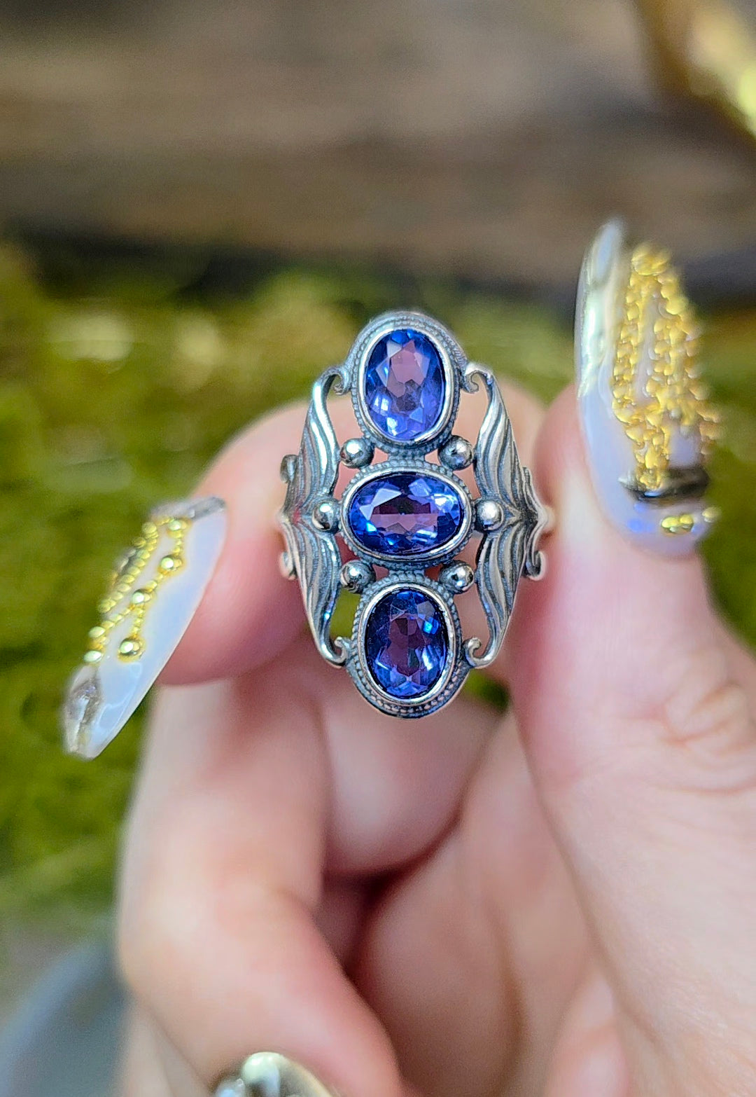 Triple Blue Fluorite Ring