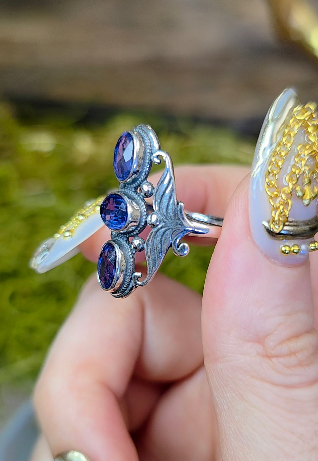 Triple Blue Fluorite Ring