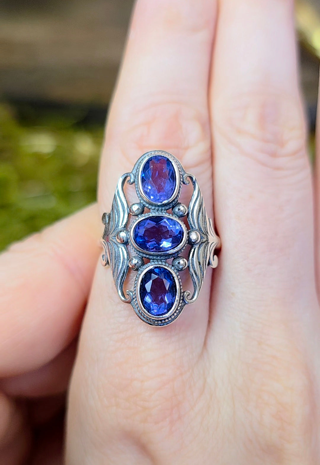 Triple Blue Fluorite Ring