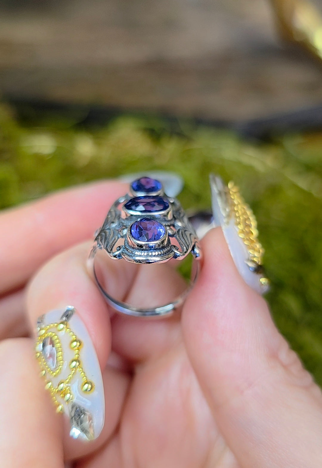 Triple Blue Fluorite Ring