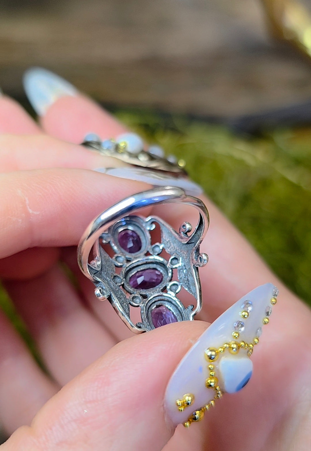 Triple Blue Fluorite Ring