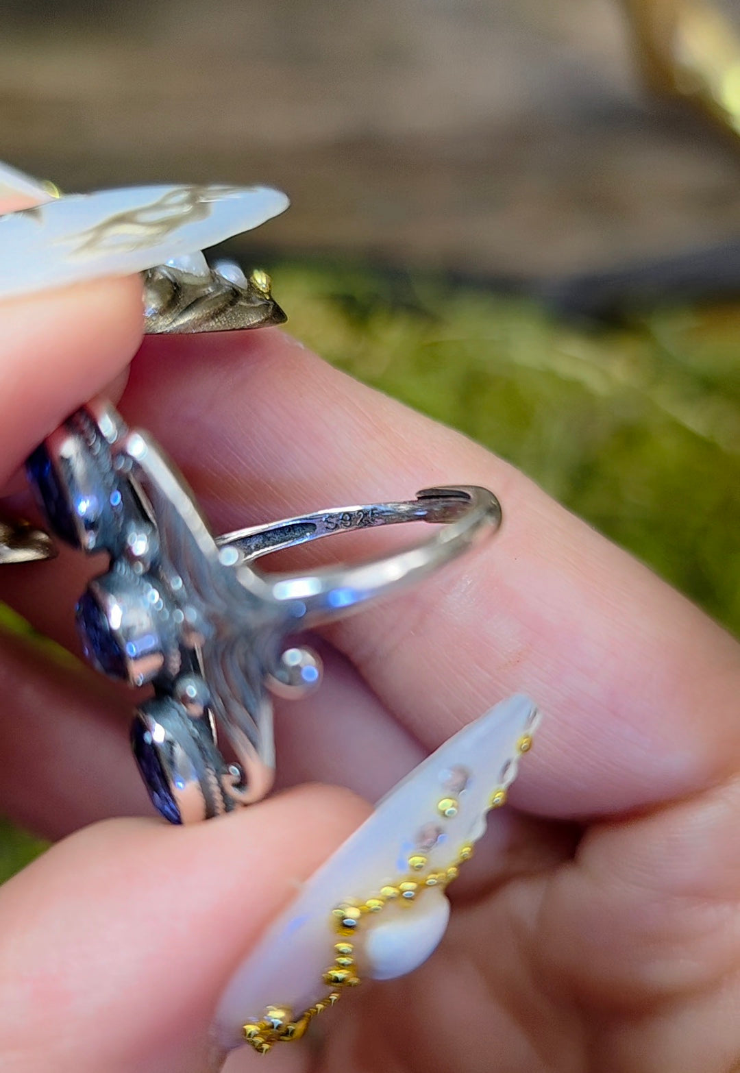 Triple Blue Fluorite Ring