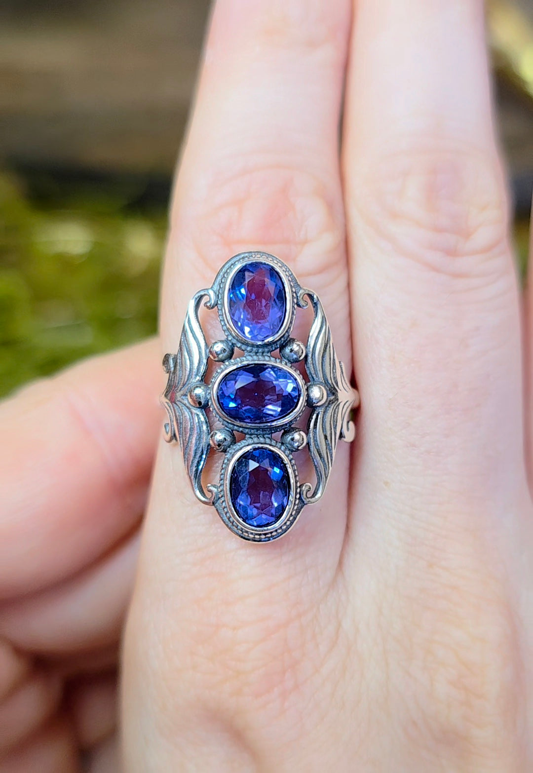 Triple Blue Fluorite Ring