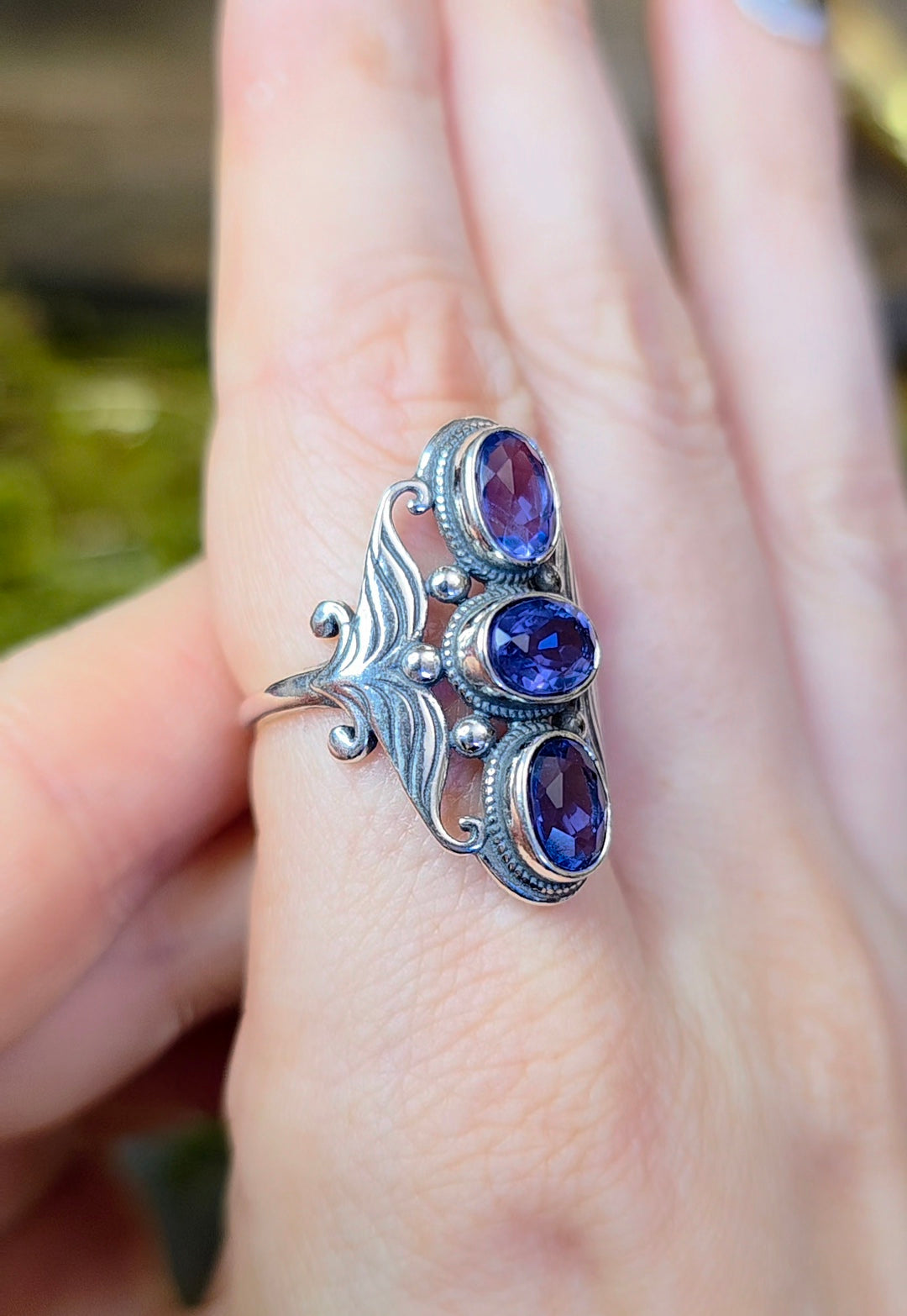 Triple Blue Fluorite Ring