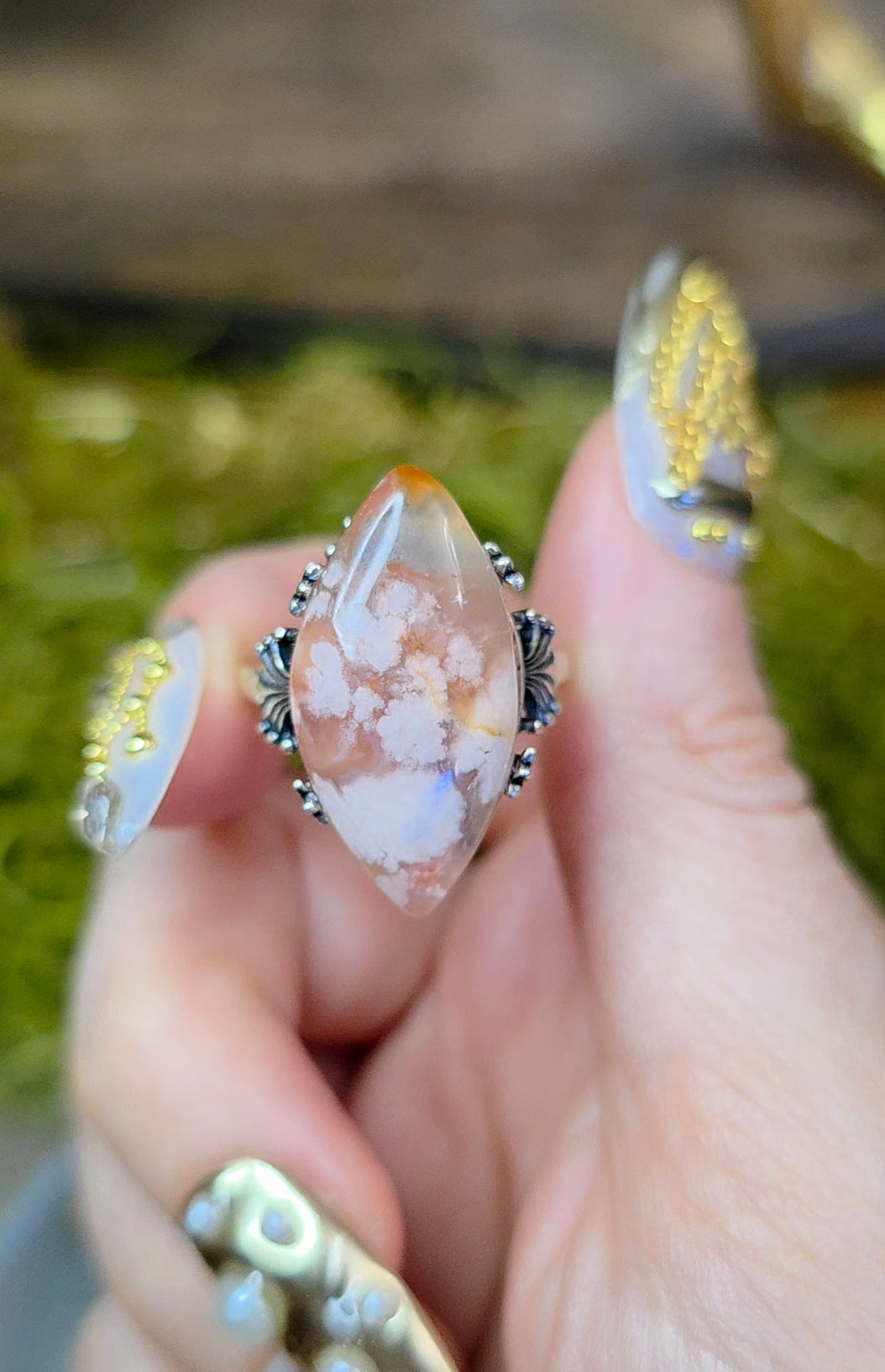 Flower Agate Ring B