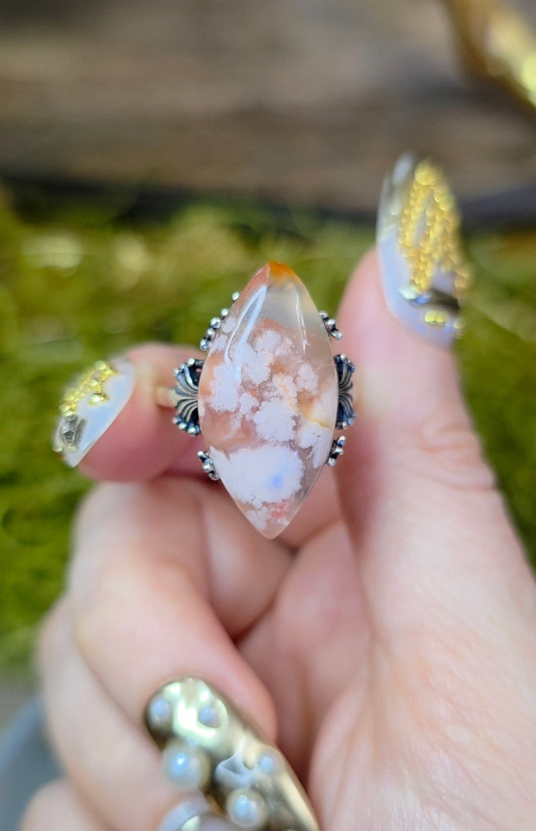 Flower Agate Ring B