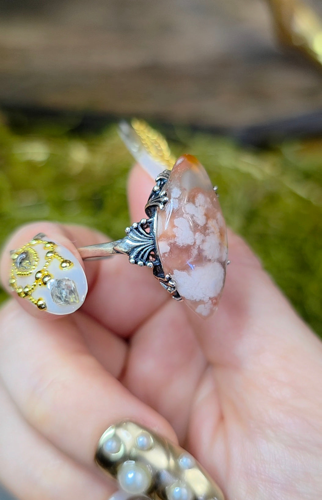 Flower Agate Ring B