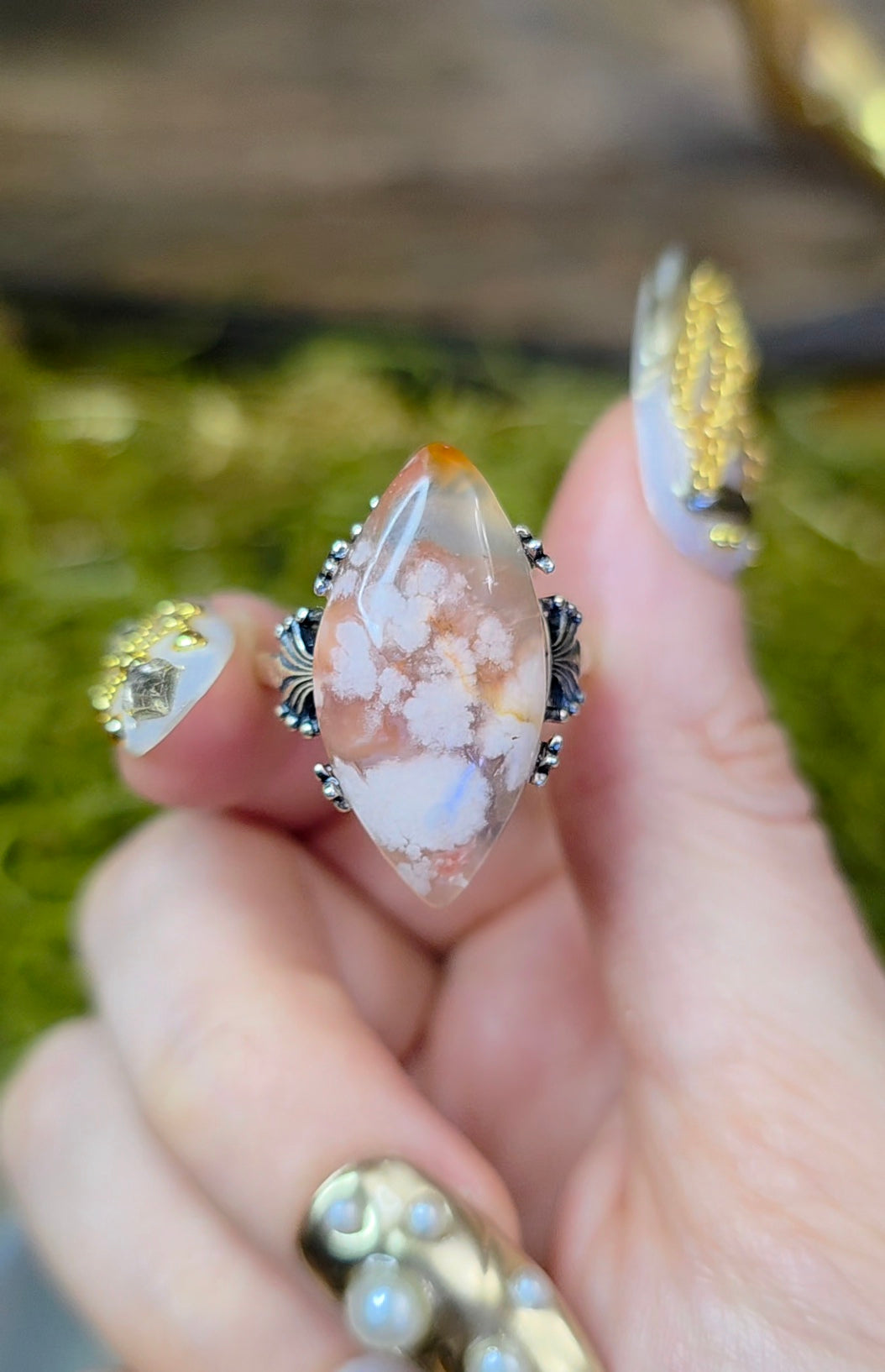 Flower Agate Ring B