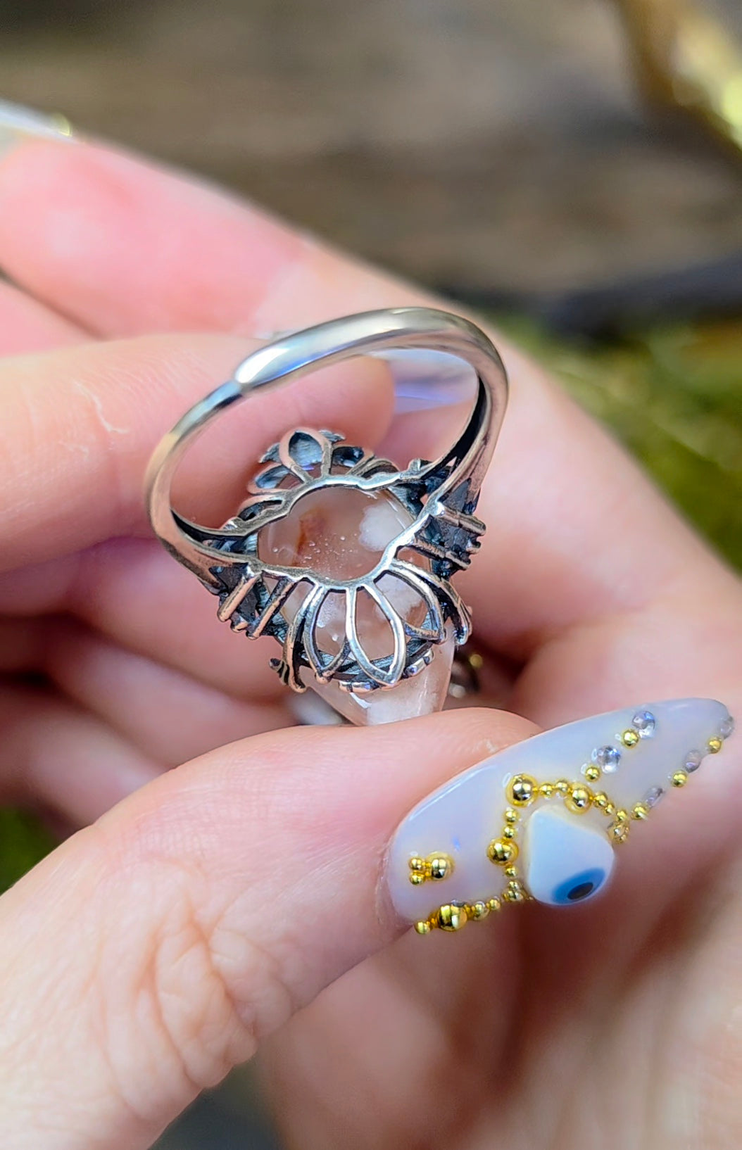 Flower Agate Ring B