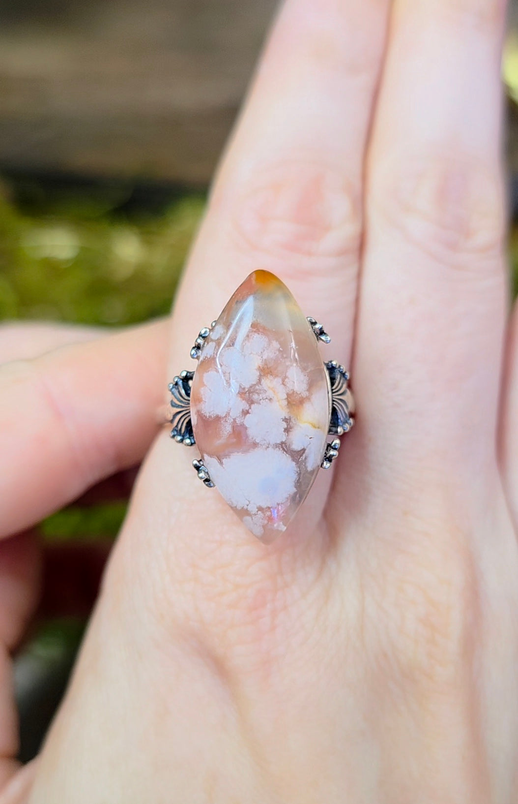 Flower Agate Ring B