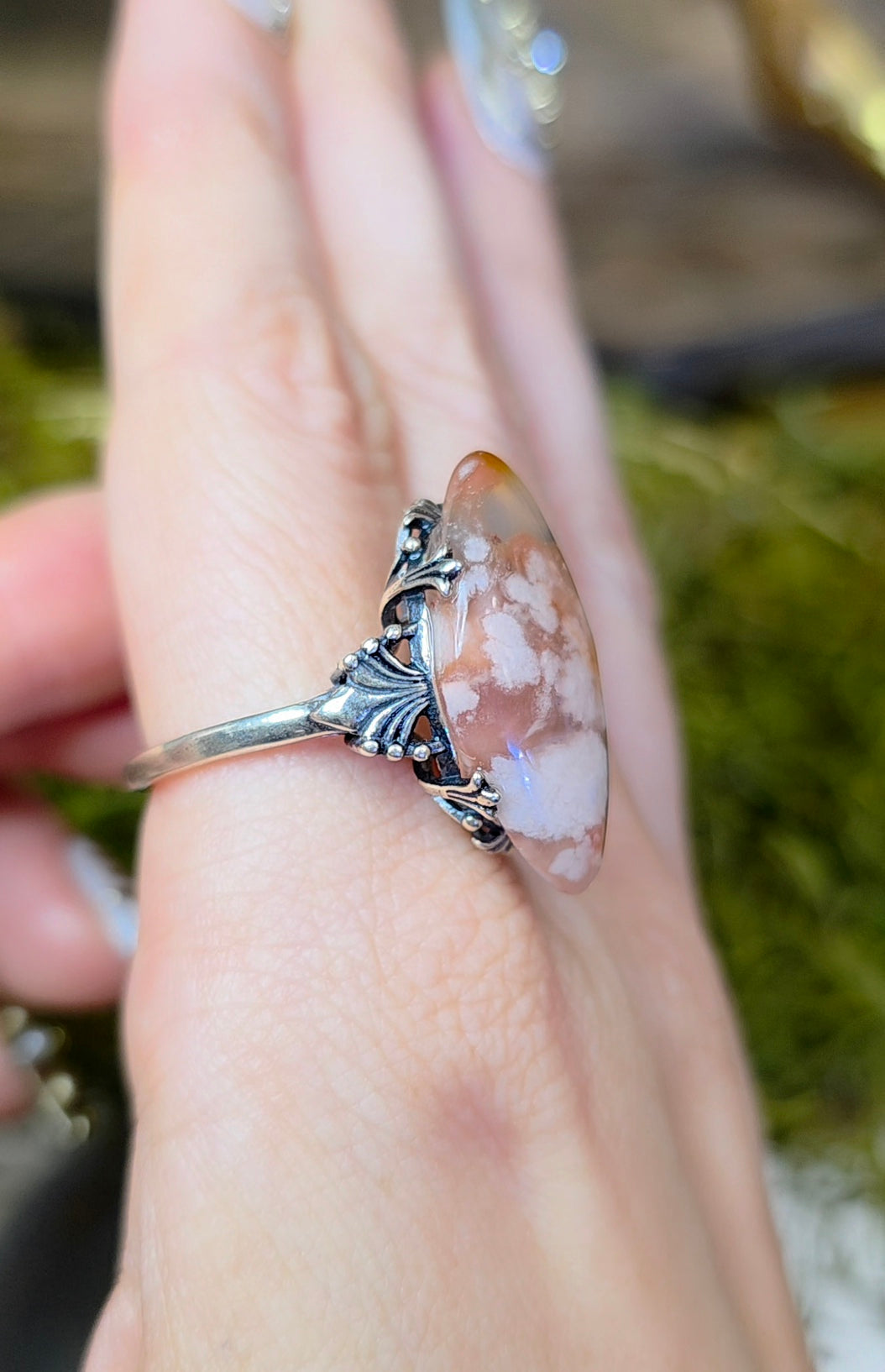 Flower Agate Ring B