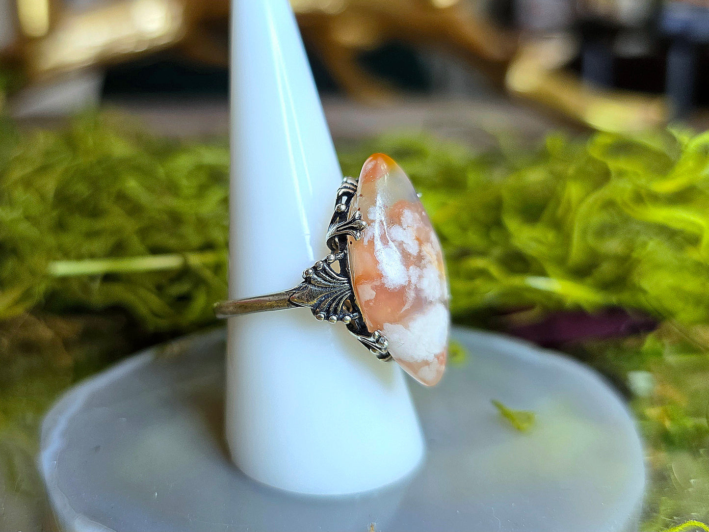 Flower Agate Ring B