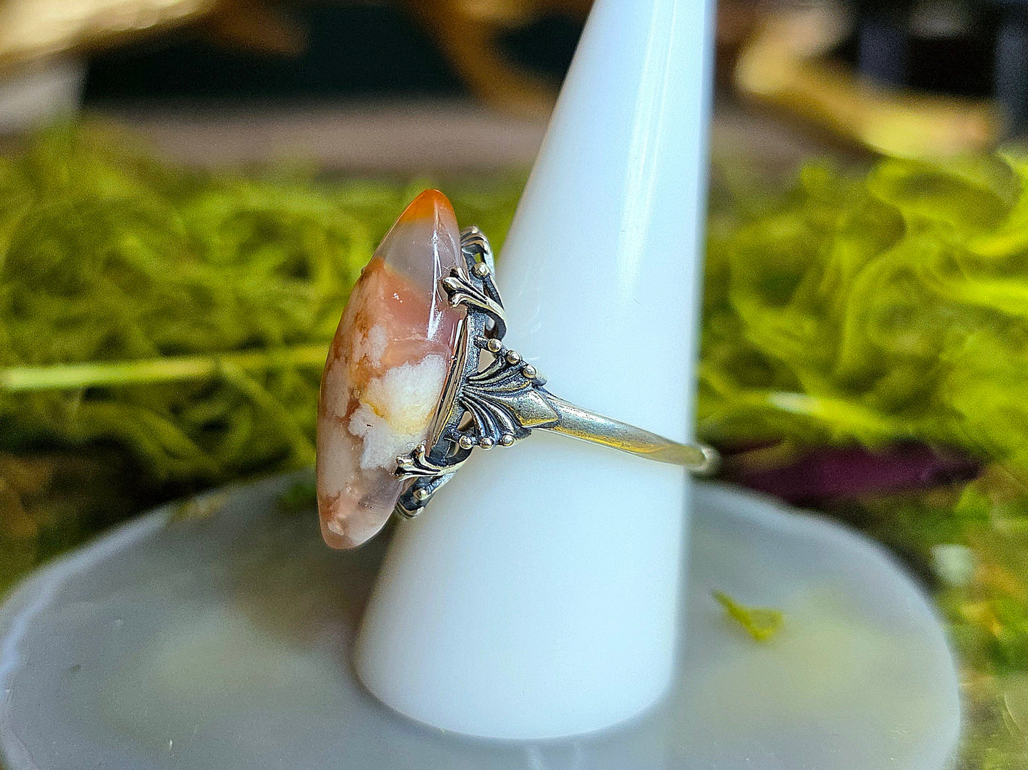 Flower Agate Ring B