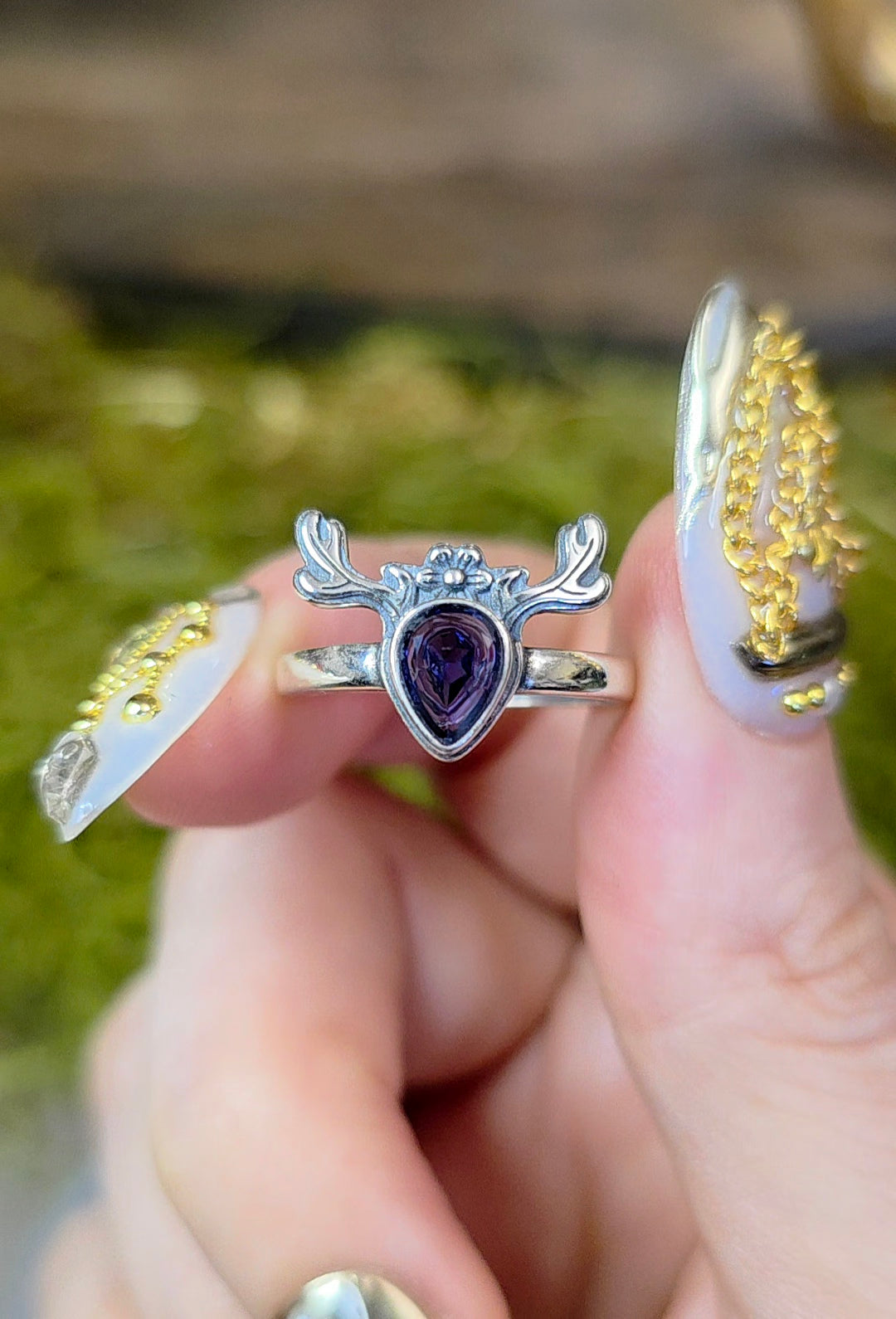Iolite Deer Ring