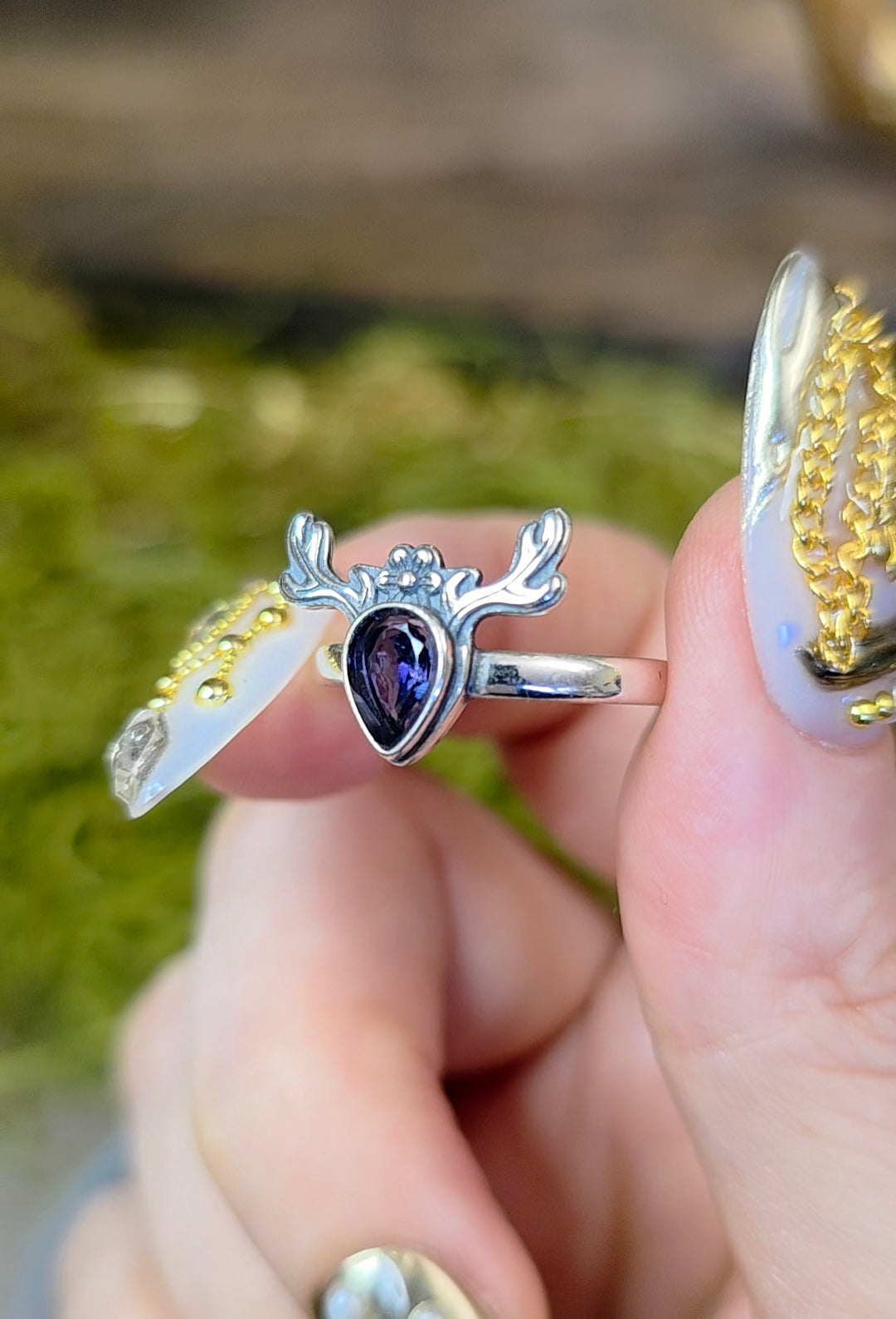 Iolite Deer Ring