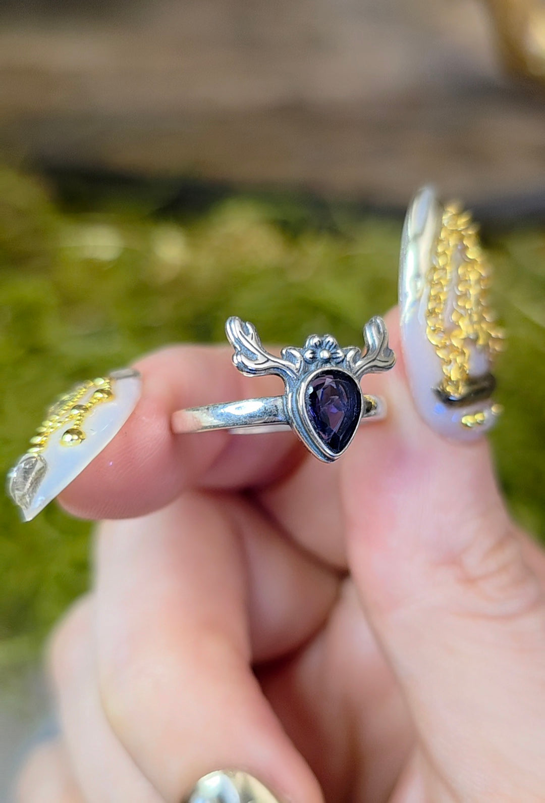 Iolite Deer Ring