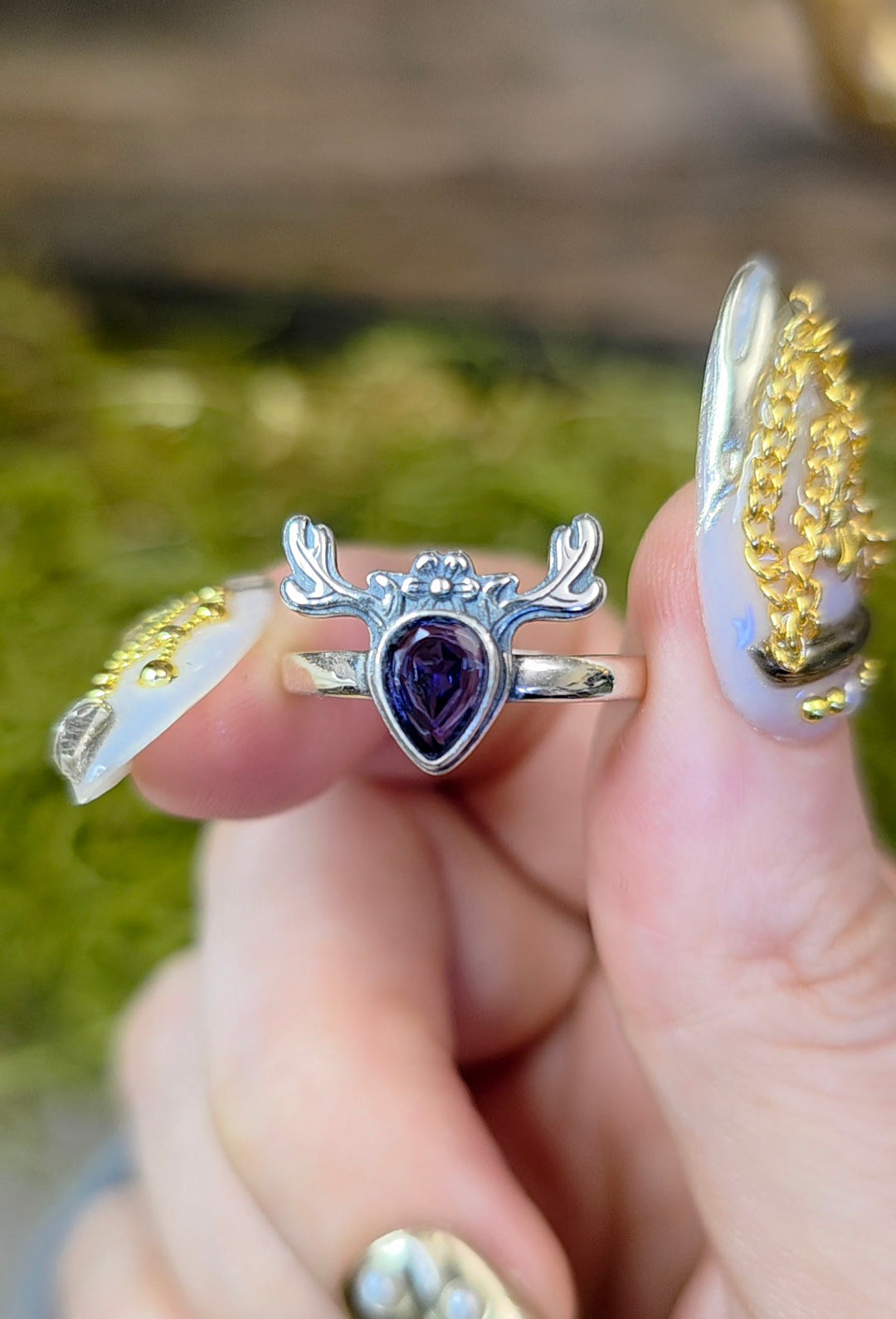 Iolite Deer Ring