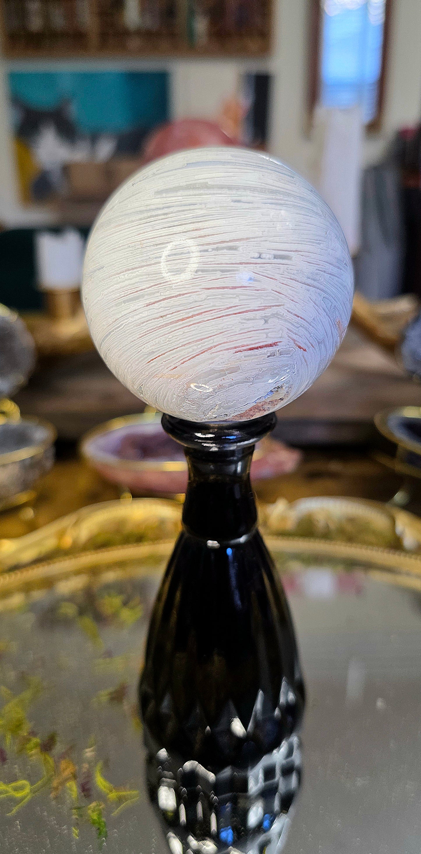 White Crazy Lace Agate Sphere C