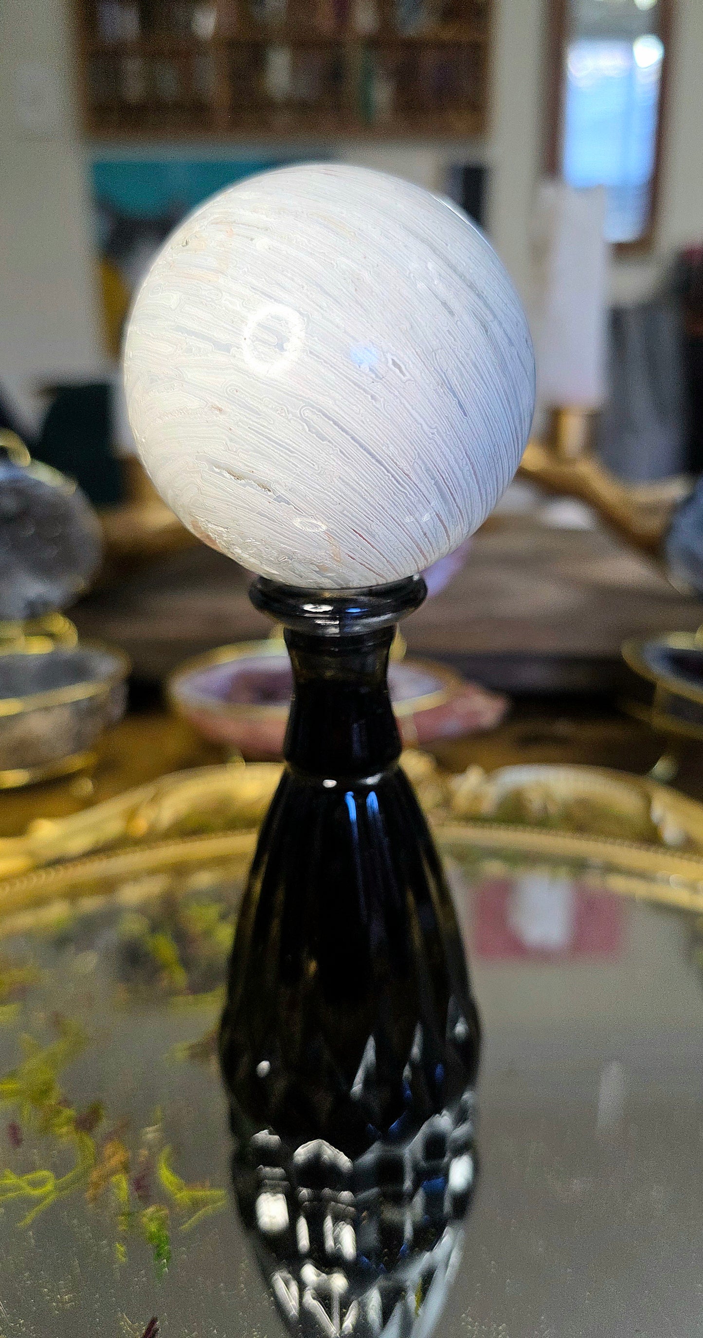 White Crazy Lace Agate Sphere C