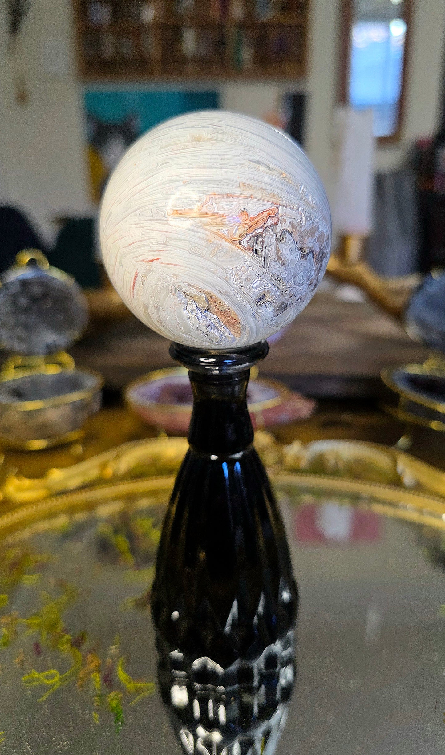 White Crazy Lace Agate Sphere C