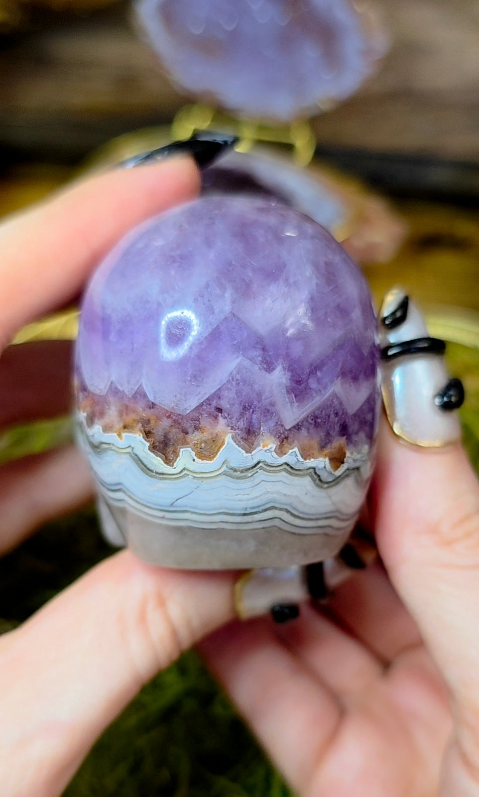 Amethyst and Crazy Lace Agate Skull A