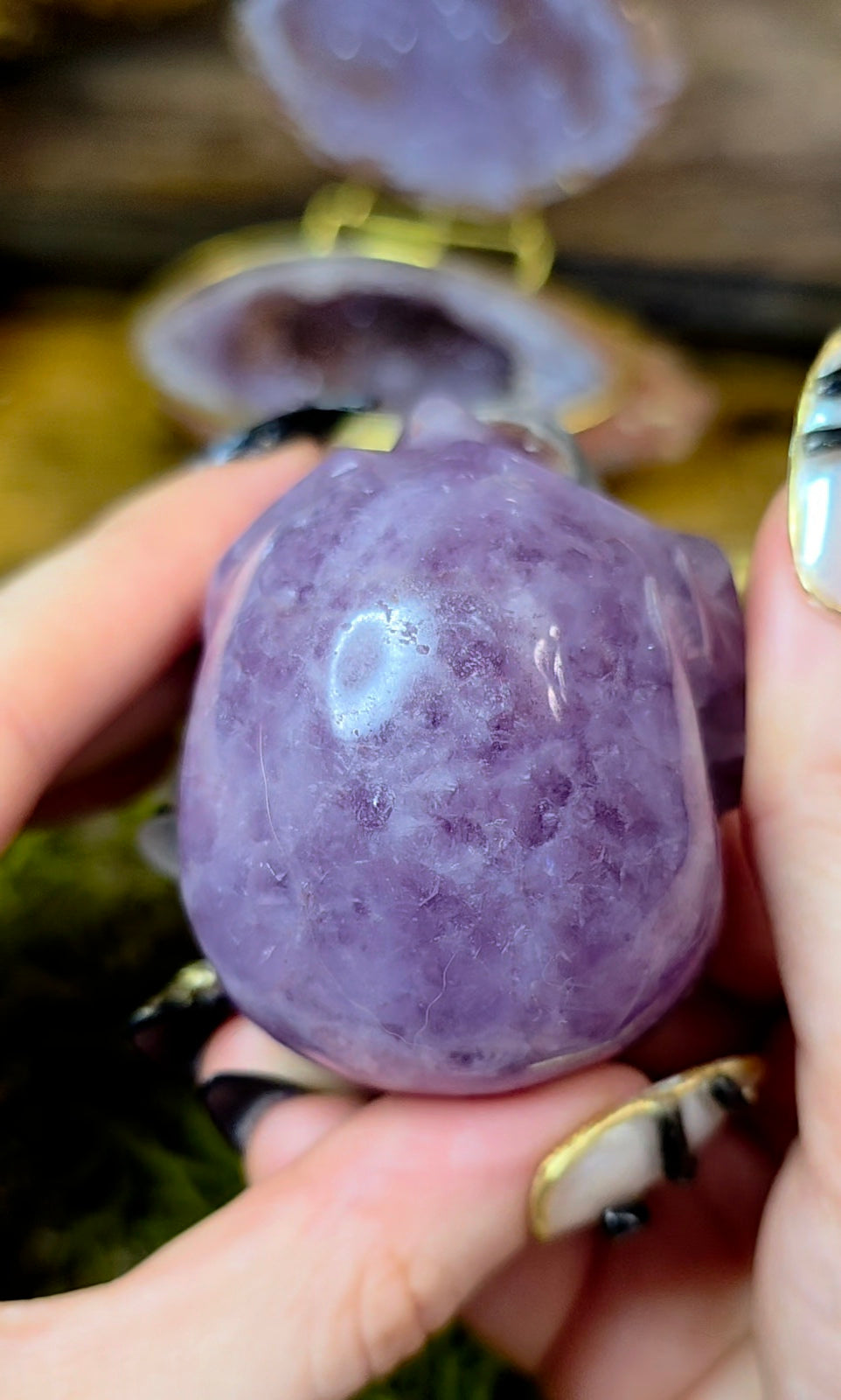 Amethyst and Crazy Lace Agate Skull A