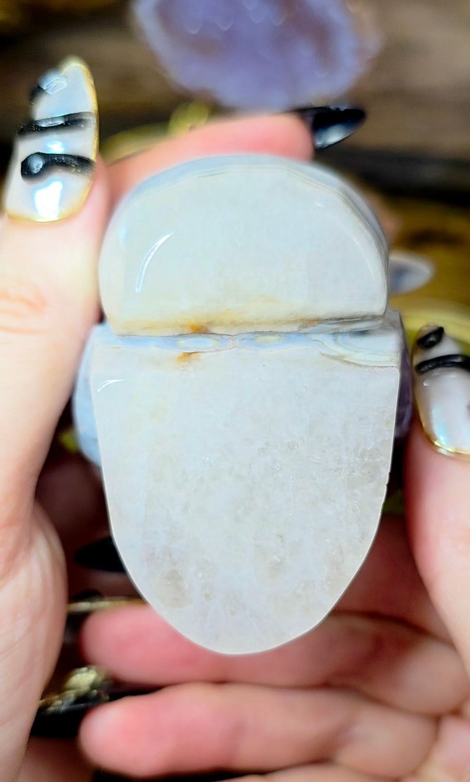 Amethyst and Crazy Lace Agate Skull A