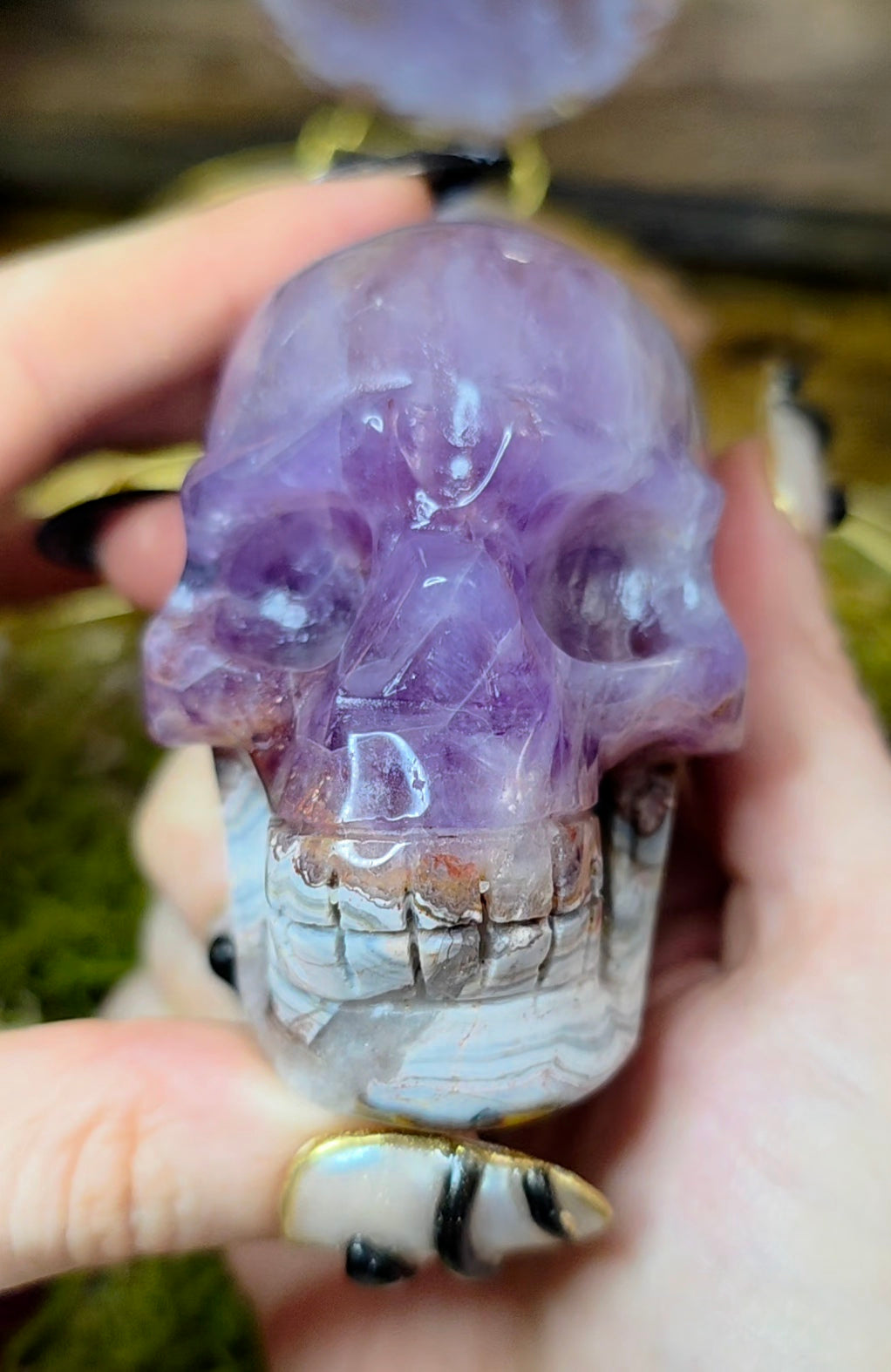 Amethyst and Crazy Lace Agate Skull B