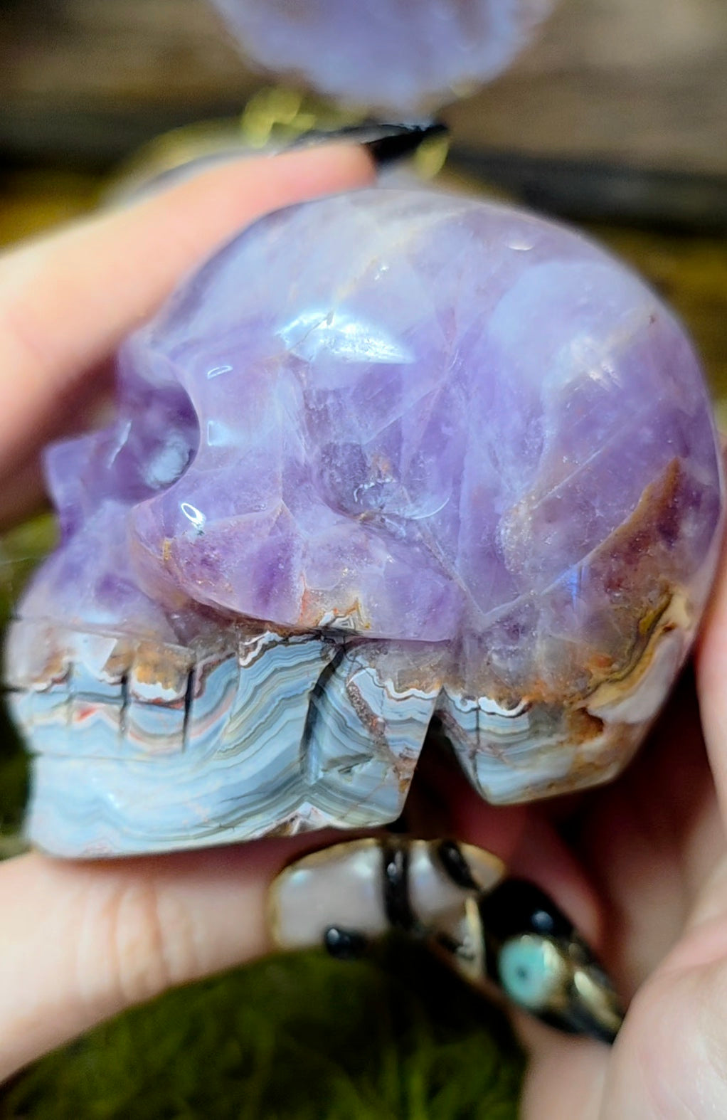 Amethyst and Crazy Lace Agate Skull B