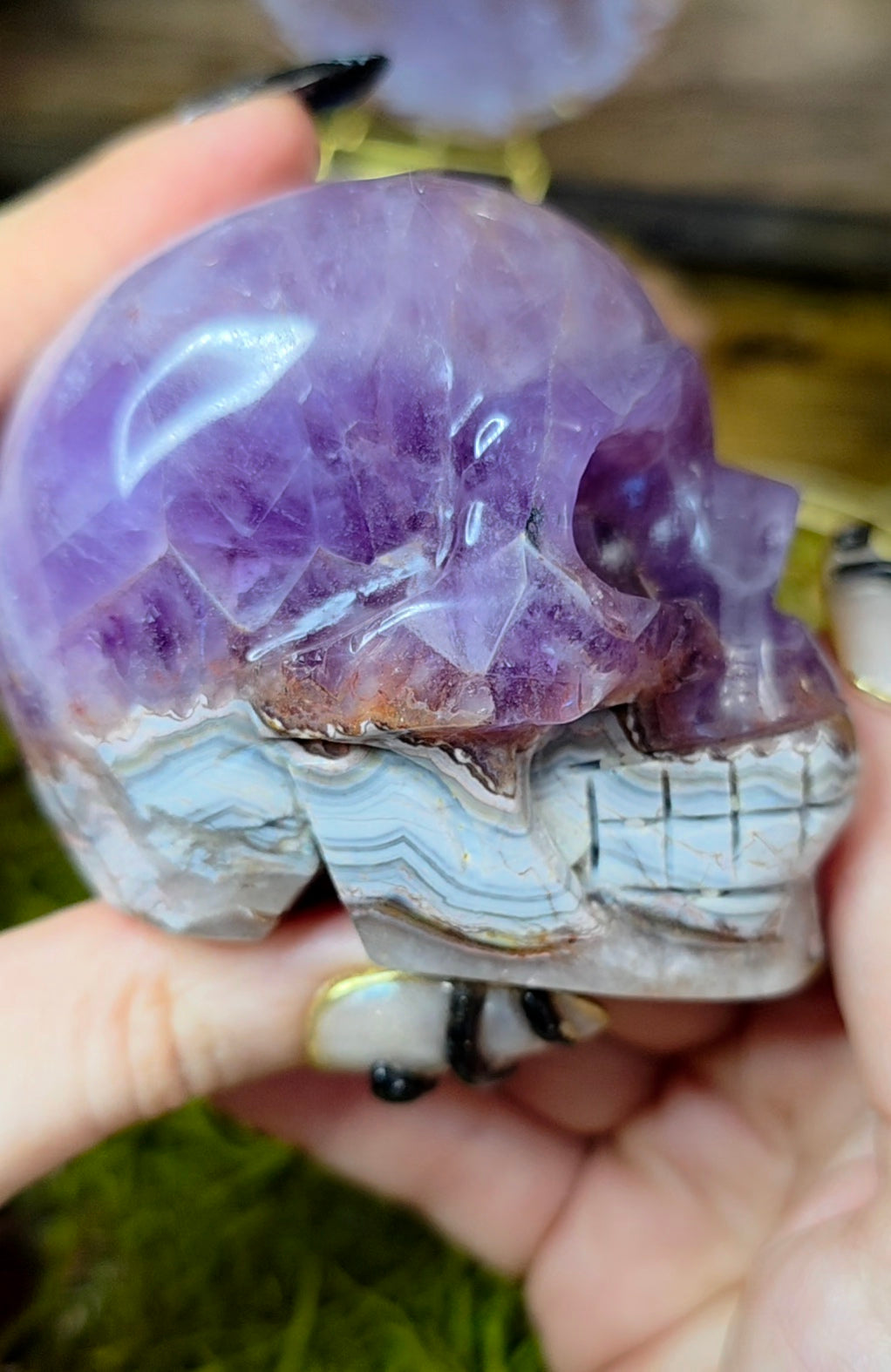 Amethyst and Crazy Lace Agate Skull B
