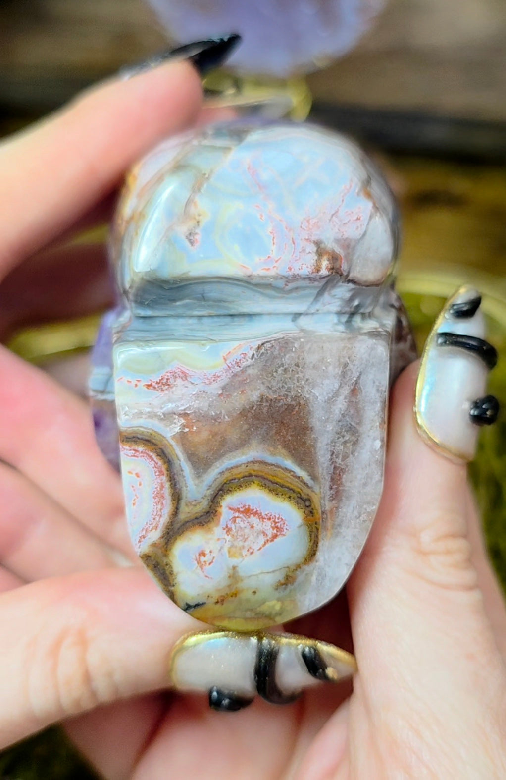 Amethyst and Crazy Lace Agate Skull B