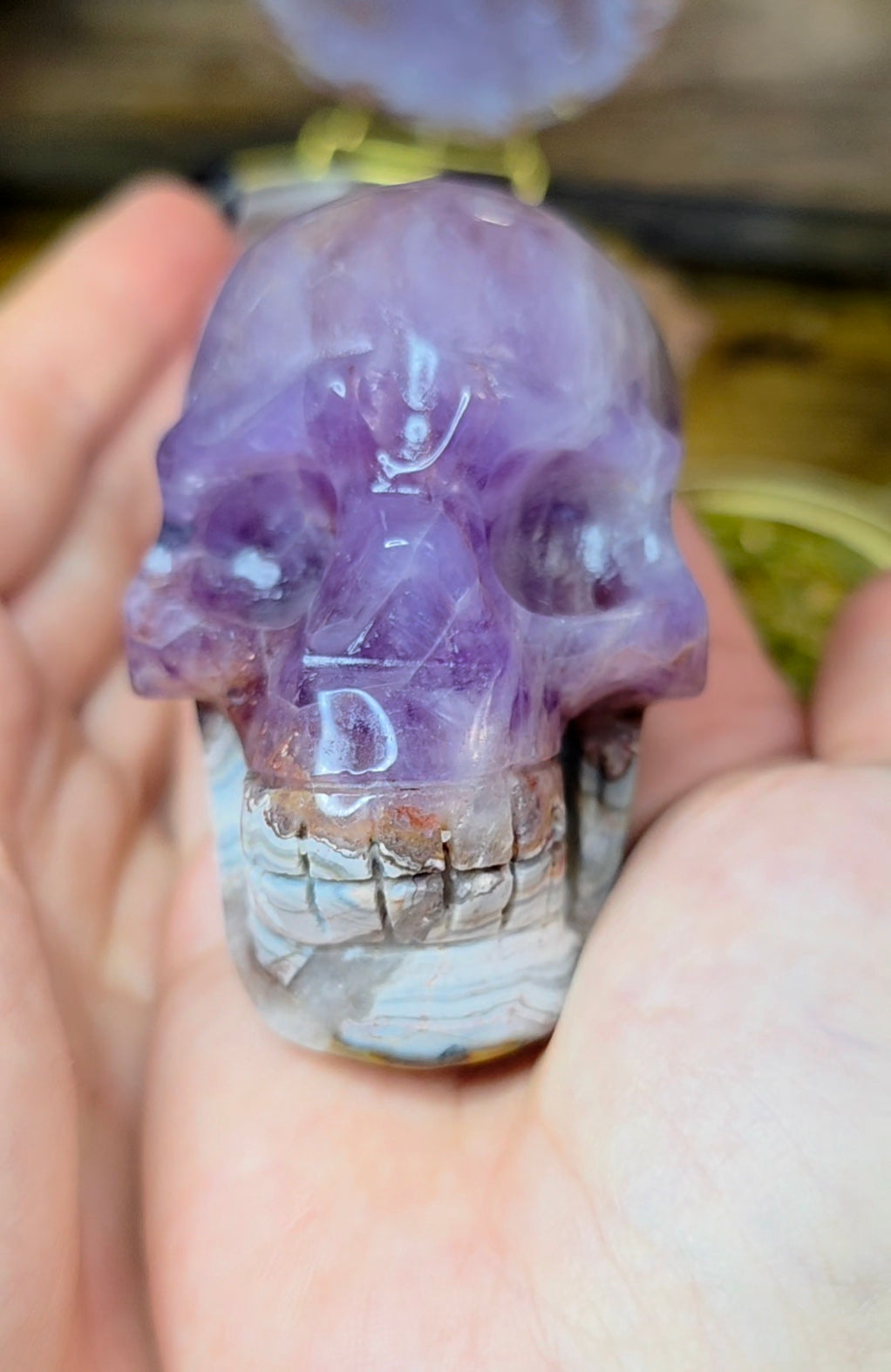 Amethyst and Crazy Lace Agate Skull B