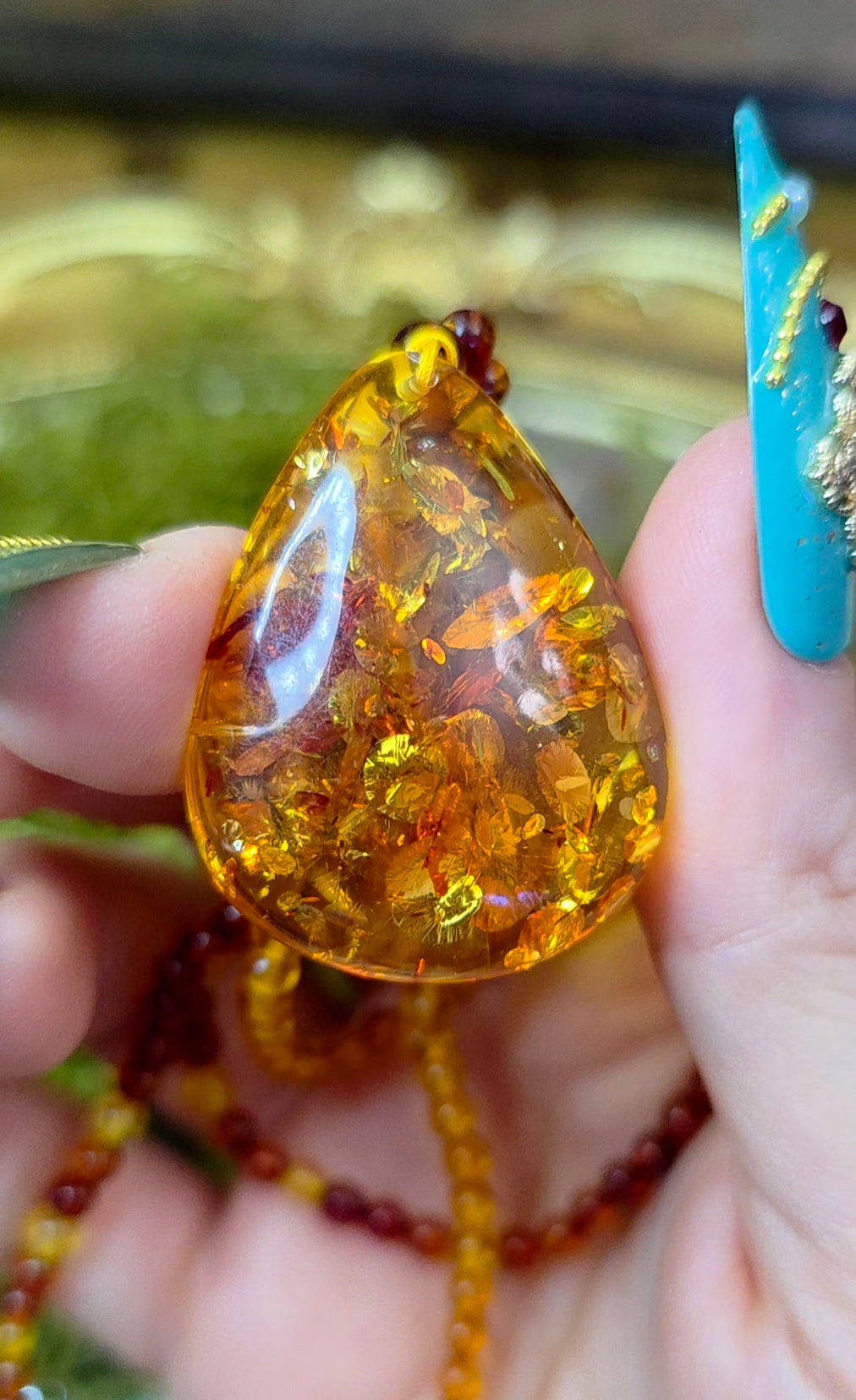 Beaded Amber Necklace A