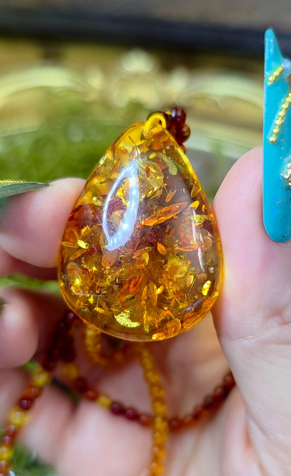 Beaded Amber Necklace A