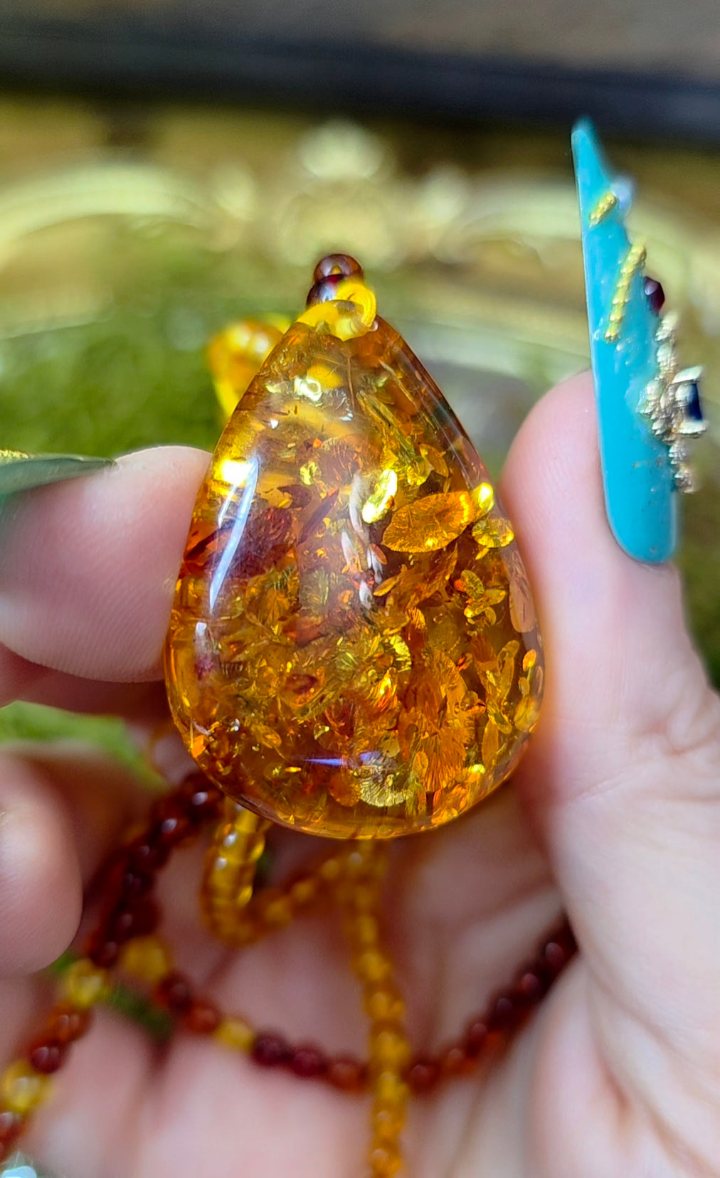 Beaded Amber Necklace A