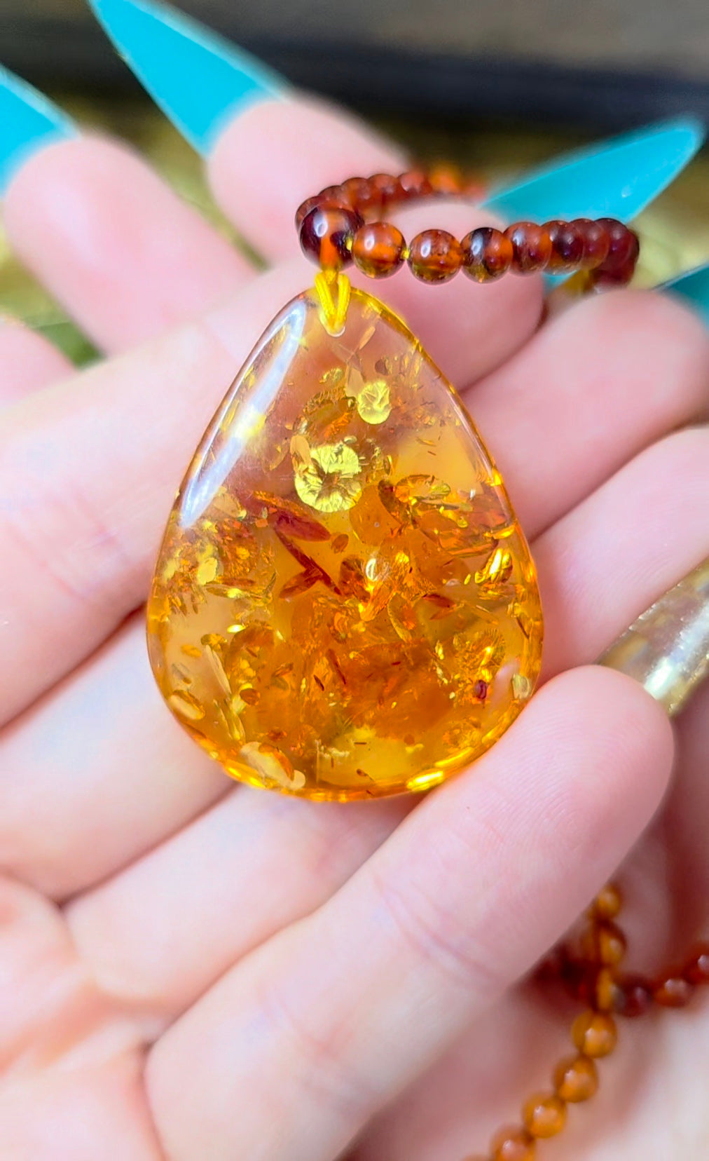 Beaded Amber Necklace A