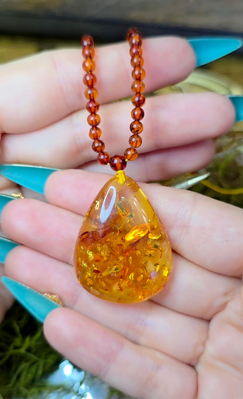 Beaded Amber Necklace A