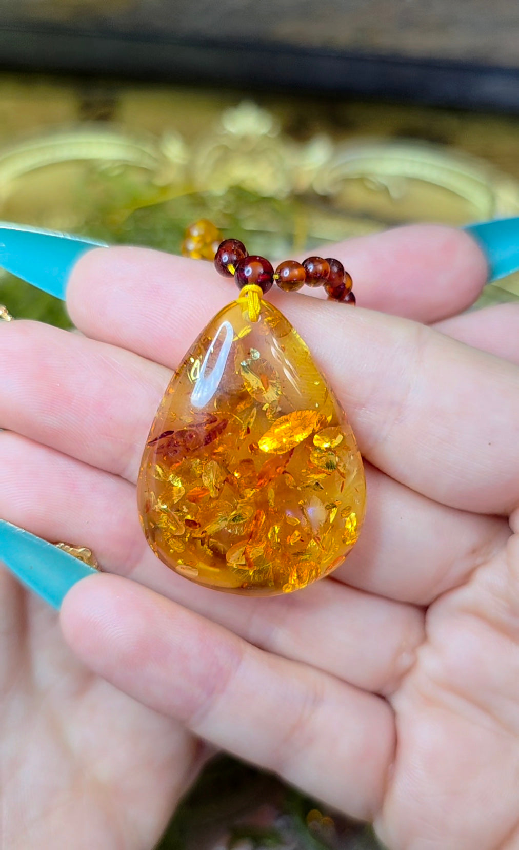 Beaded Amber Necklace A