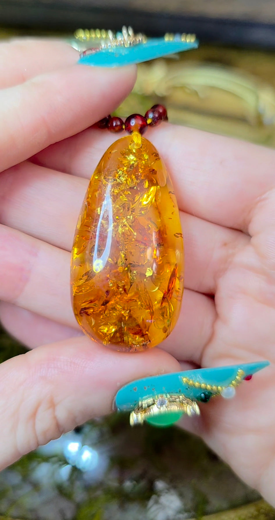 Beaded Amber Necklace B